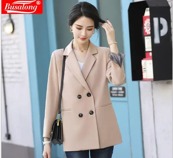 Женский двубортный Блейзер розовый деловой пиджак для офиса весна-лето 2020 |