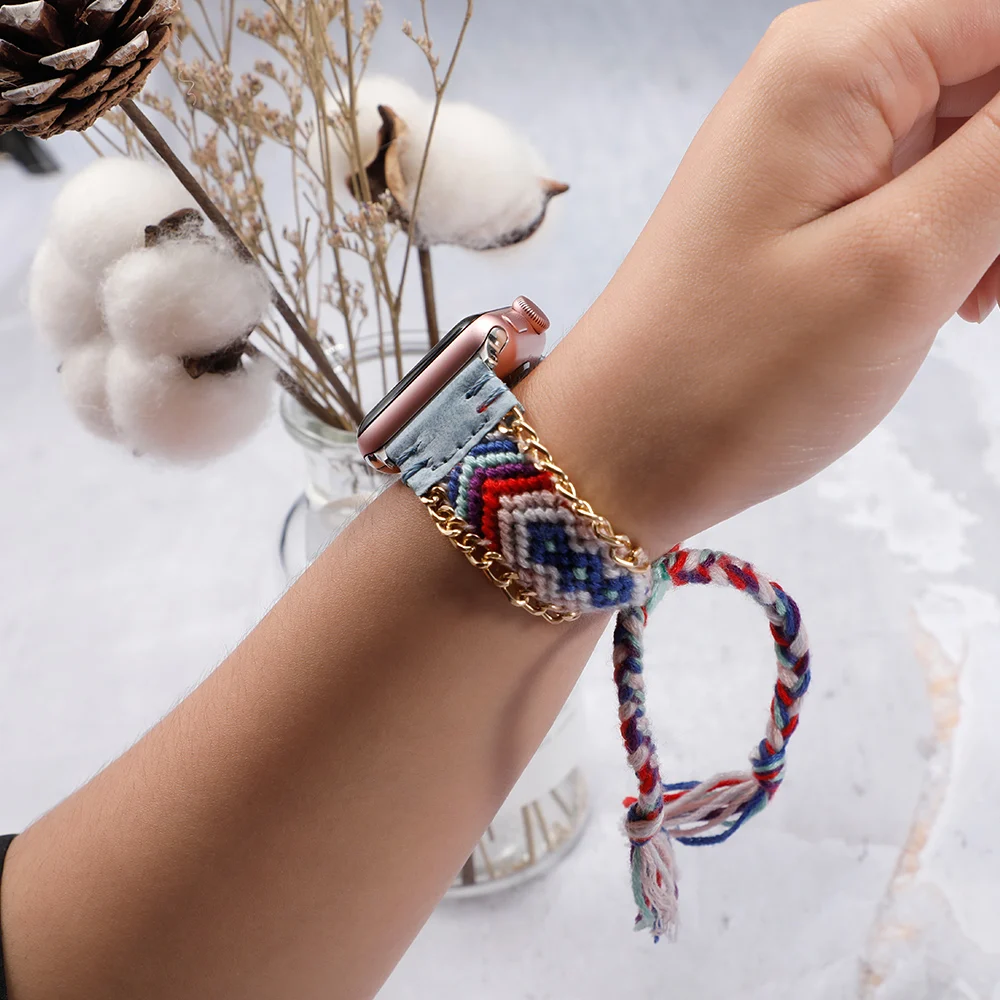 Тканый веревочный ремешок для apple watch 5, 4 ремешка, 44 мм, 40 мм, iwatch, 3 ремешка, 42 мм, 38 мм, браслет, ремешок для часов, ремешок для часов ручной работы, ремешок для часов 5