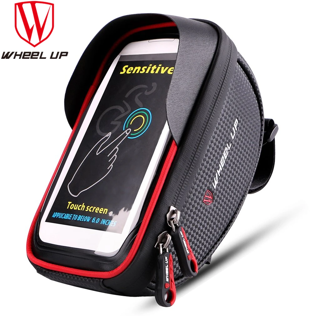 

WHEEL UP Waterproof Mobile Phone Pouch 6 Inch 360 degree Rotatable Touch Screen Bike Bag Cycling Frame Bag Handlebar Phone Bag