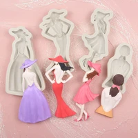 przy mold silicone fondant mold cake decoration clay resin girl fashion goddess chocolate mold back view wedding moulds