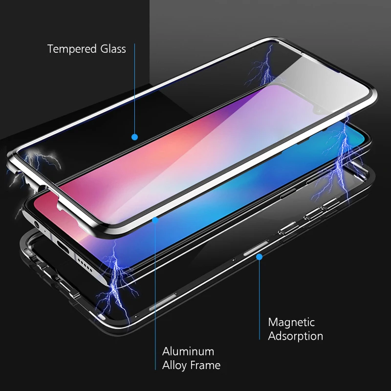 For Redmi Note 8 Pro Case Magnetic Double Sided Glass Luxury Protection Cover 7 Housing shell | Мобильные телефоны и