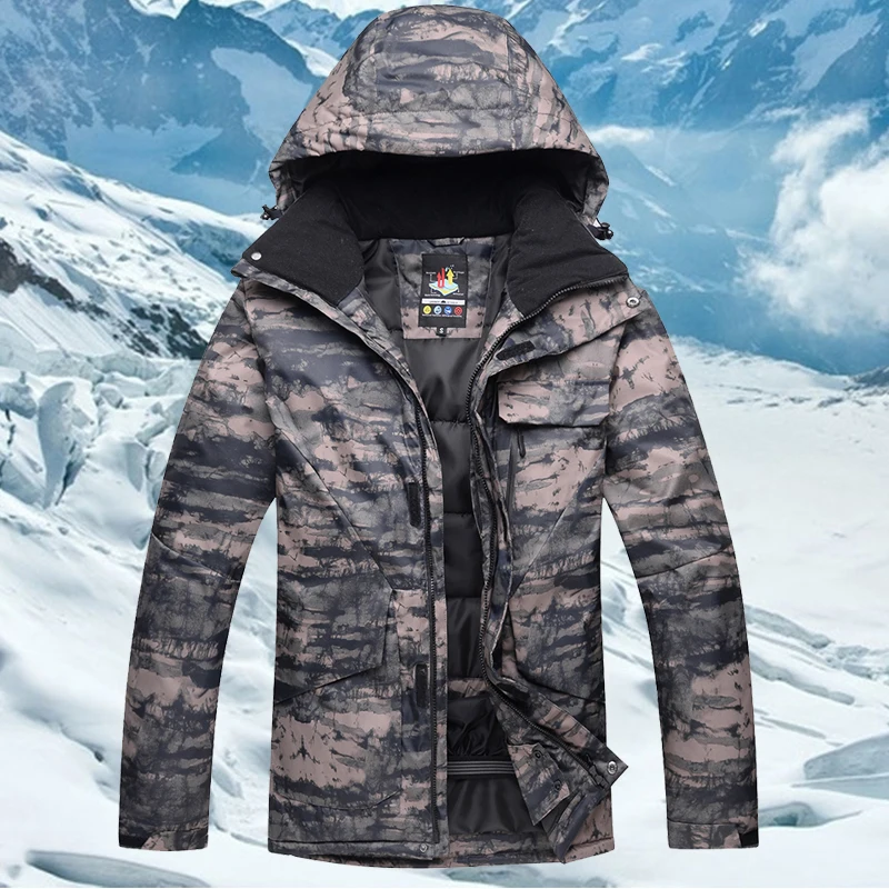 -30 Men Ski Jacket Winter Warm Skiing Clothing Windproof Waterproof Outdoor Sports Snow Jackets Ski Snowboard Camouflage Coat