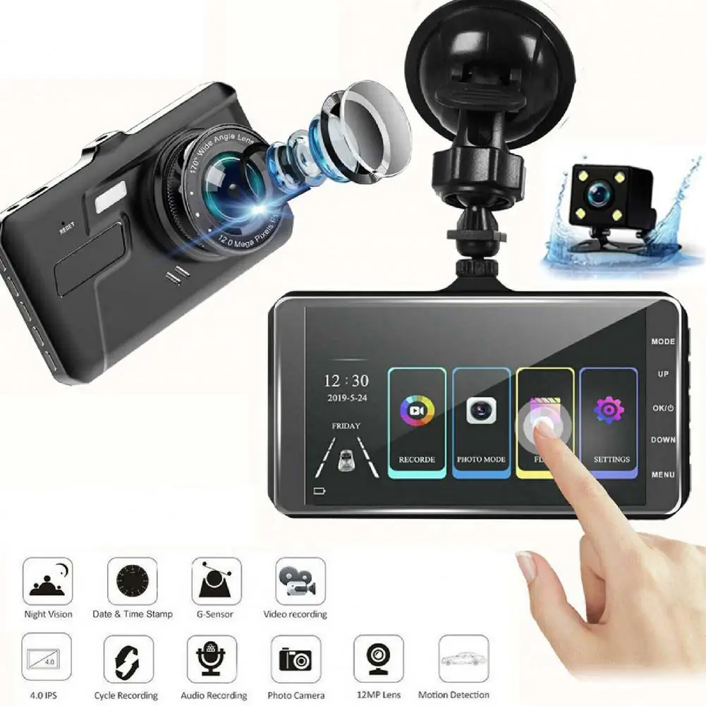 A11 Car Recorder G-Sensor Wide Compatibility 4-Inch Dual Lens Touch Screen Dash Cam Full HD-compatible 1080P for Vehicles | Автомобили и