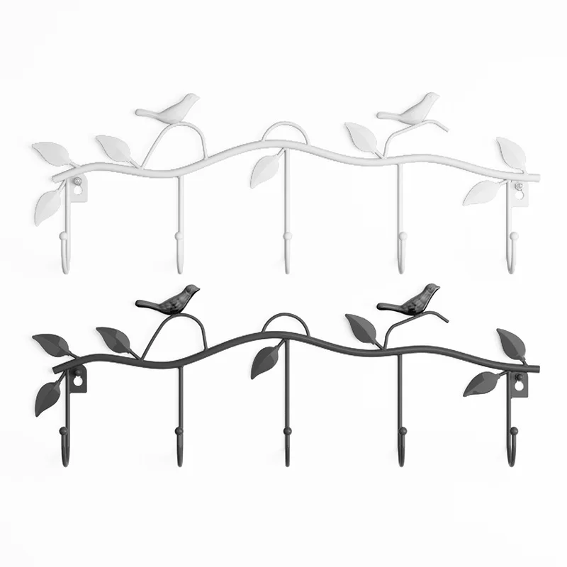 

Retro American Nail Free Door Back Key Mural Hook Wall Hanging Bird Hanging Clothes Hook IronArt Hanger Cloakroom Art Decoration