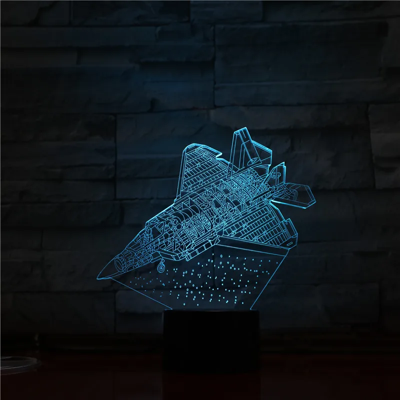 Космический корабль самолет 3D СВЕТОДИОДНЫЙ Ночник светильник USB Многоцветная