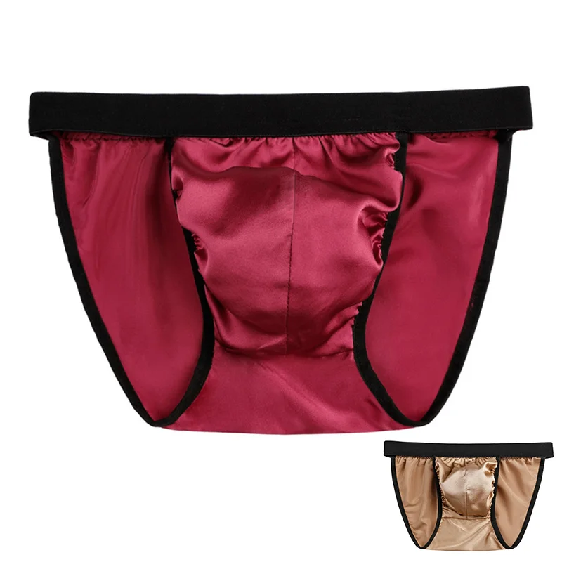 Silk Mens silk underwear Briefs Low Waist Sexy stirring Mens Ultrathin Breathable Exciting Convex Bag Trunks Youth Fashion