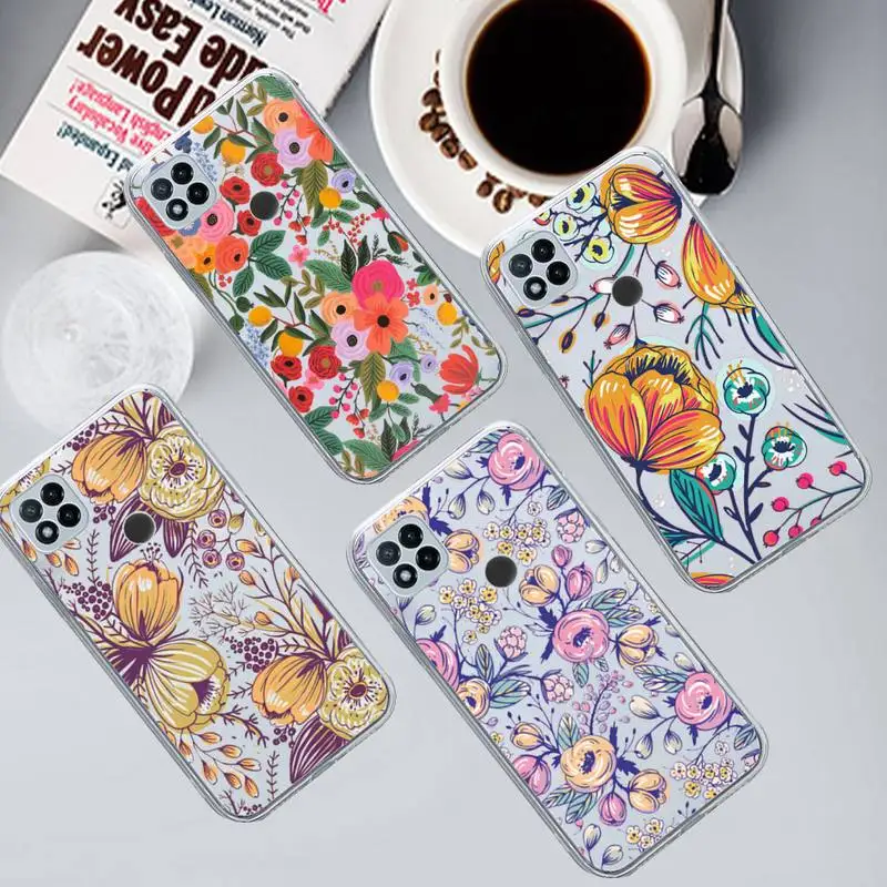 

Flower Bud Retro pattern Phone Case Transparent for Xiaomi redmi note 8 9 10 11 t lite pro ultra mix 4 k40