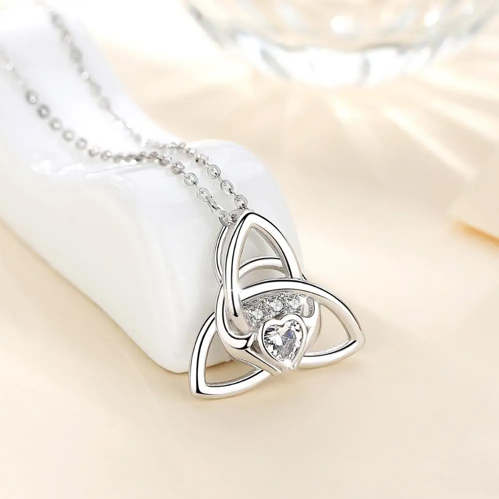 EUDORA уникальное 925 пробы Серебряное ожерелье с подвеской Claddagh модное ювелирное изделие с узлом для женщин детский подарок маме на день рождения D177