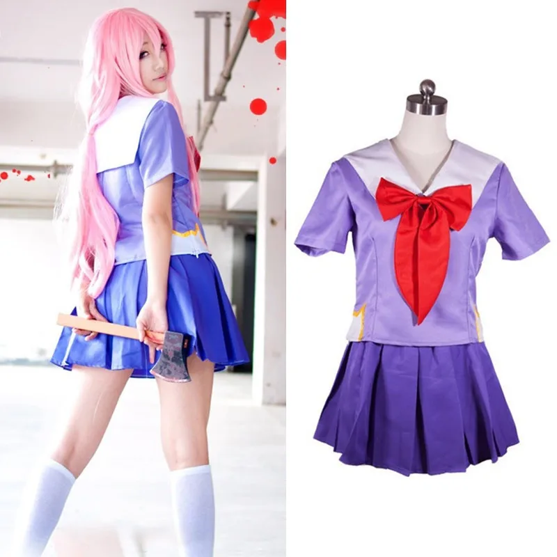 Прямая поставка Лидер продаж дневник будущего Gasai Yuno Mirai Nikki школьная форма костюм
