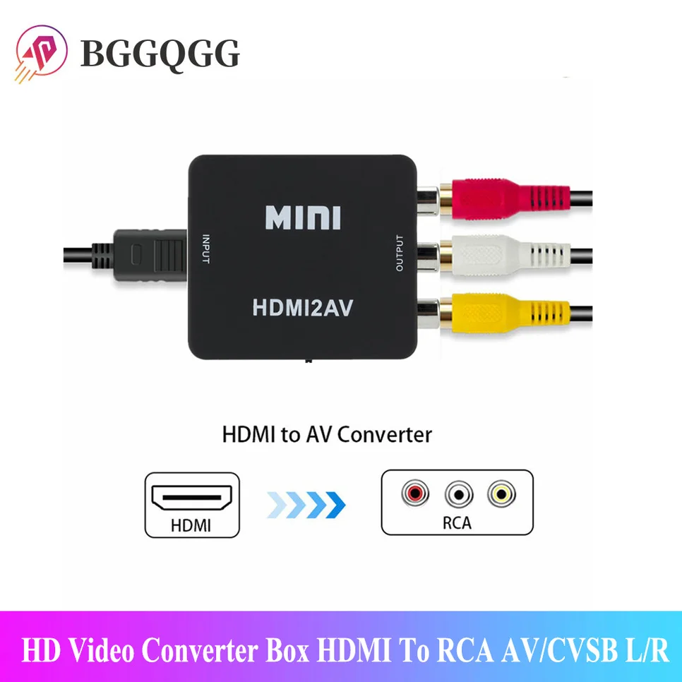 Преобразователь BGGQGG MINI 1080P HDMI в AV HD видео конвертер коробка RCA AV/CVSB L/R Mini поддержка