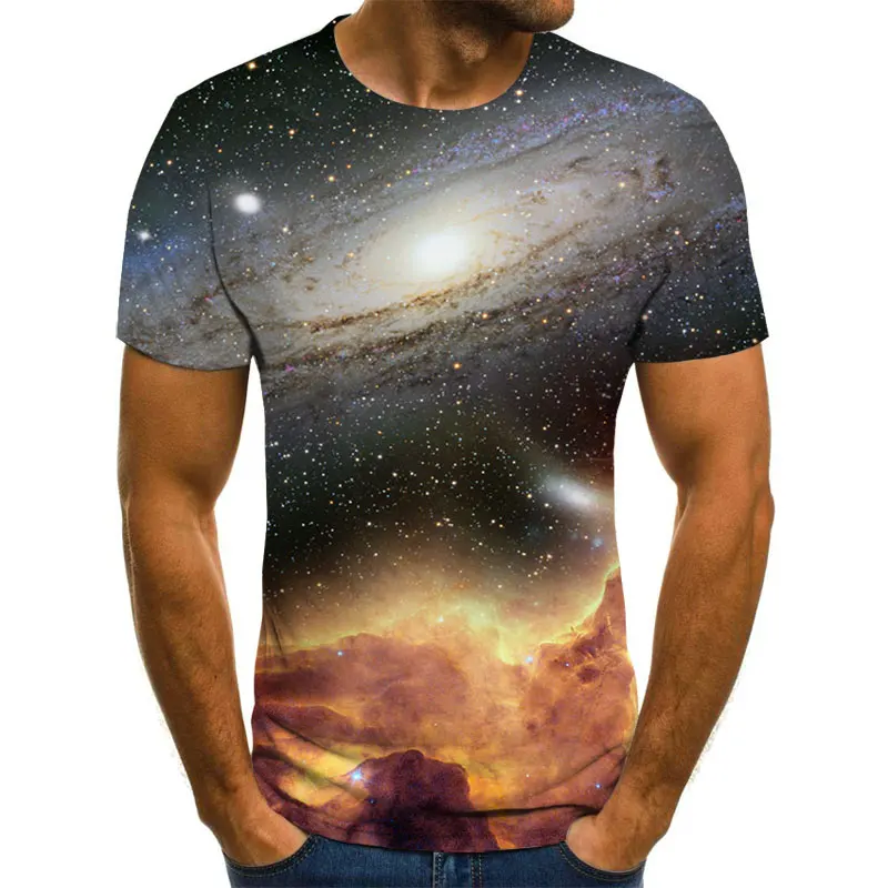 

round neck 3D printed sky harajuku men t-shirt vetement homme de marque funny t shirts mens clothing fishing men's clothing 2021