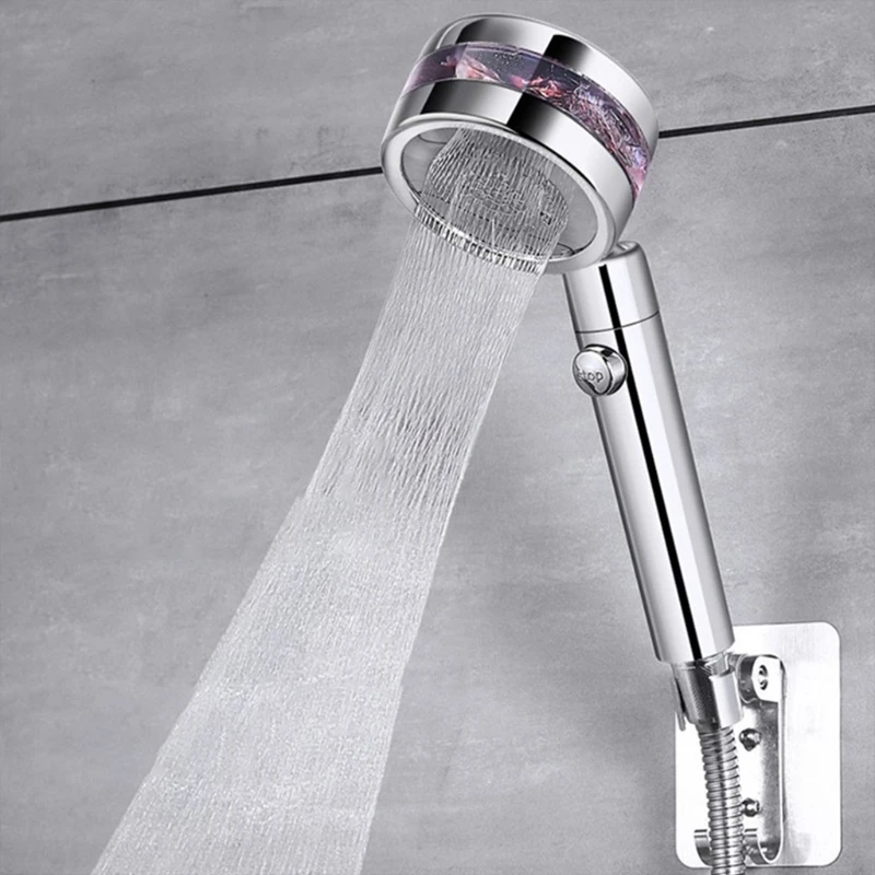 

Handheld Turbo Shower Head Household Water Sprinkler Head Universal Interface with Double-sided Temperature Lock Function