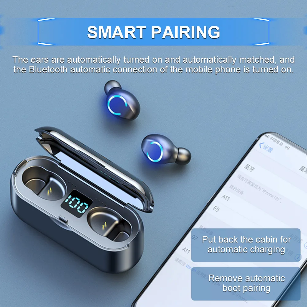 Наушники-вкладыши TWS с Беспроводной Bluetooth 5 0 наушники светодиодный Дисплей