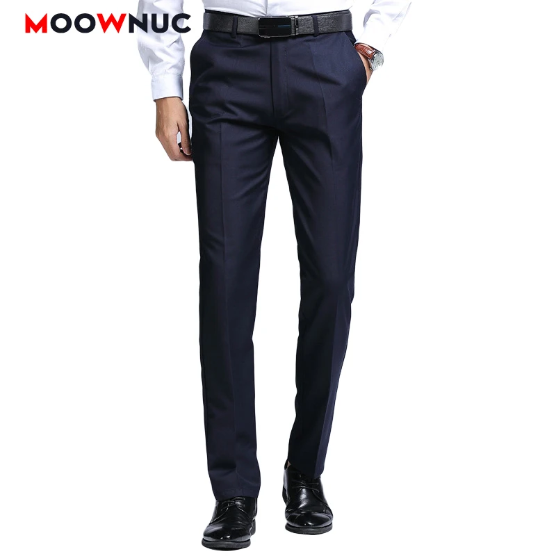 

Men's Casual Trousers 2021 Fashion Suit Pant Male Summer Full-Lengt Plus Size Elastic Solid Hombre Business Masculino MOOWNUC