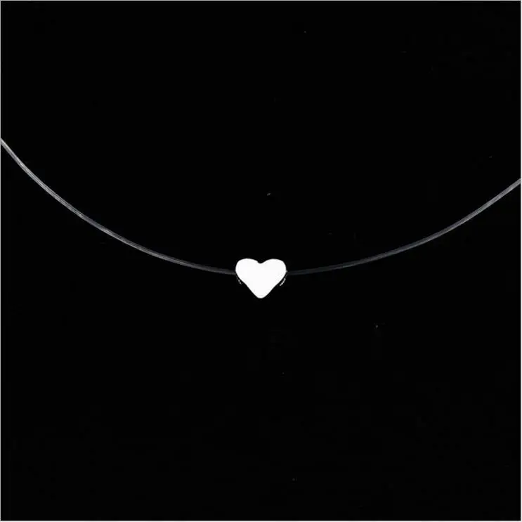 Heart Подарок 8 цветов 6 мм розовый серебряный красный циркон Чокеры ожерелье s прозрачная леска простое ожерелье с подвеской ювелирные изделия для женщин - Окраска металла: Heart