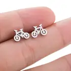 Модные женские ювелирные изделия, серьги-гвоздики в форме велосипеда, модные ювелирные изделия из нержавеющей стали для девушки, подарочные аксессуары для вечерние