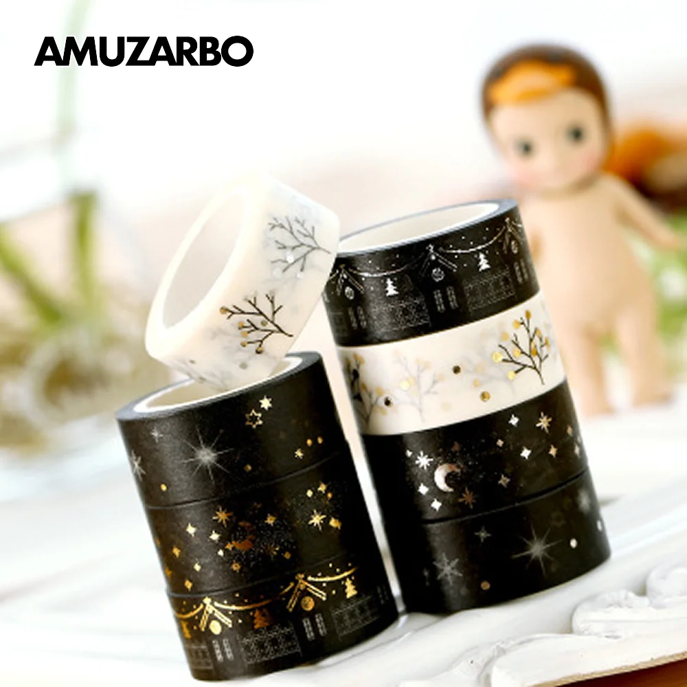 Черный белый малярный скотч с изображением ясного звездного Снежный дом