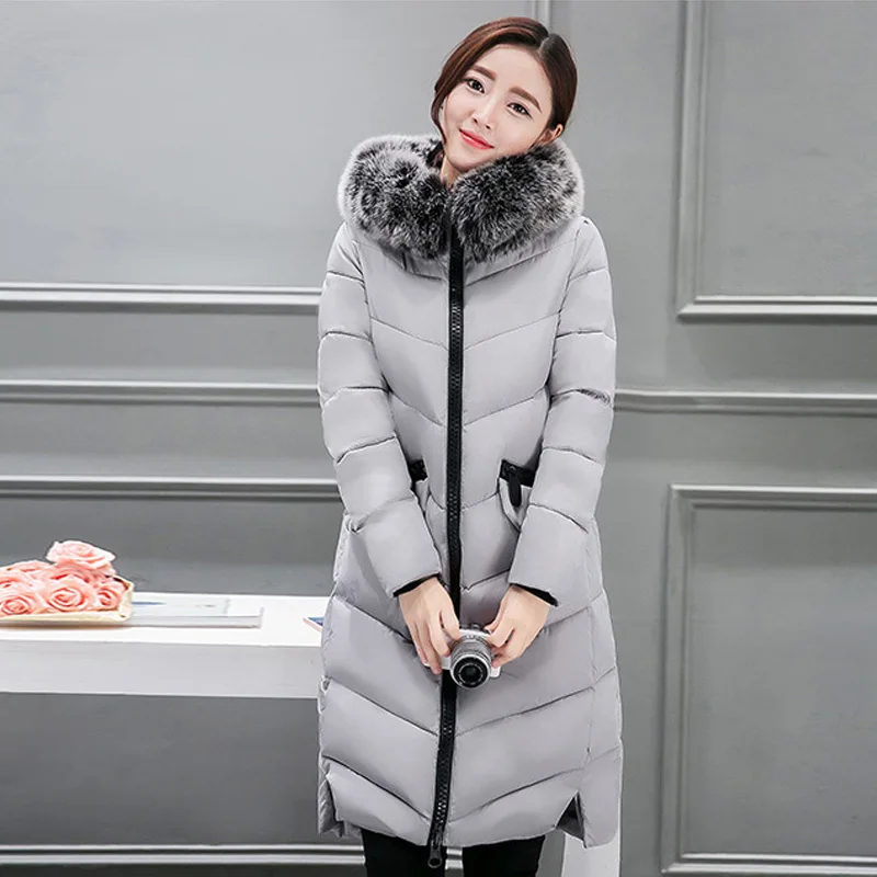 Зимние женские пальто парка 2020 новая мода тонкий теплый меховой воротник на