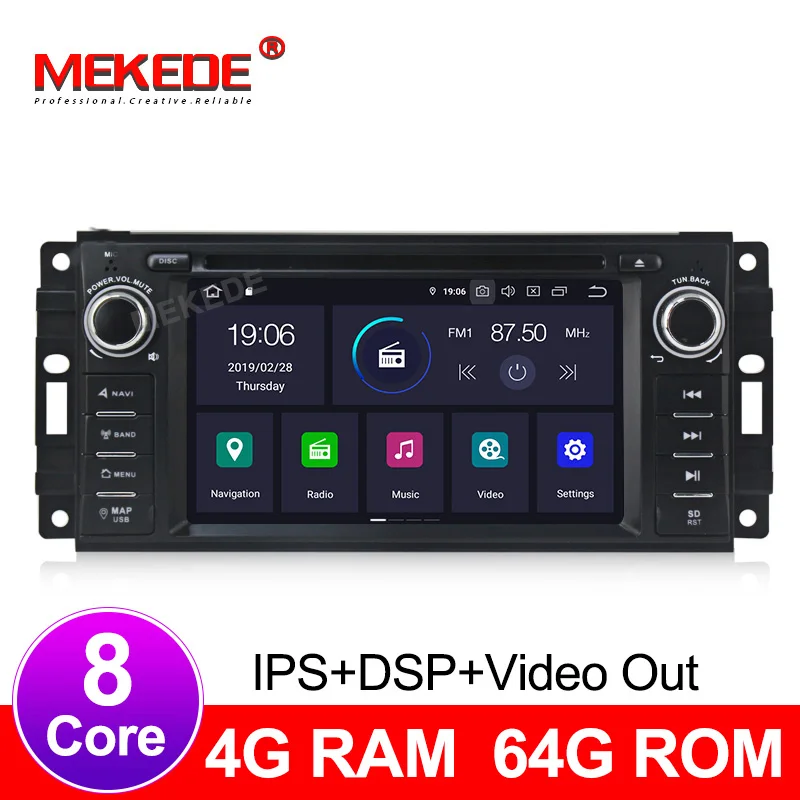 Автомобильный мультимедийный dvd плеер IPS DSP Android 9 0 для Jeep Cherokee 2008 2010 Wrangler