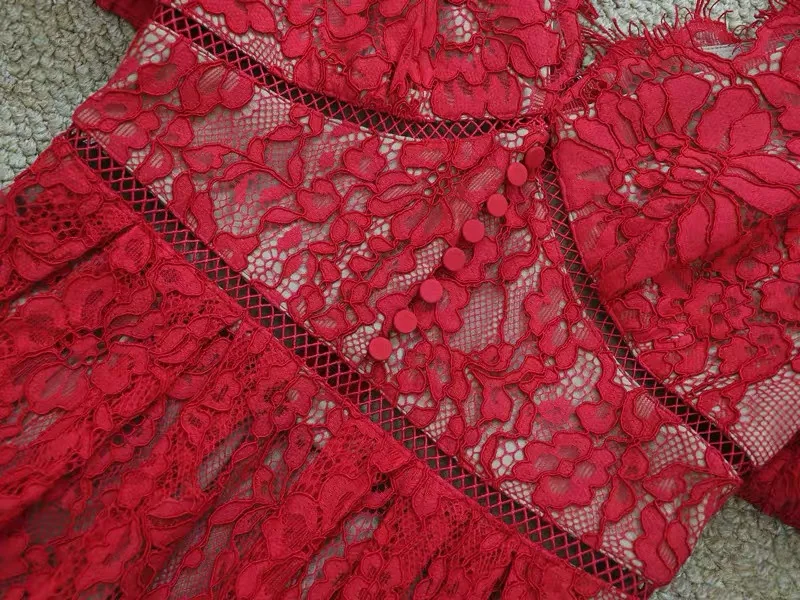 

CHICLADY Sexy Women Red Midi Dress Blue V neck Puff Sleee Fit Flare Lace Party Dress Elegant Casual Long Christmas Dresses femme