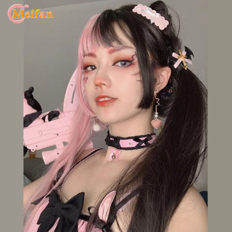 MEIFAN длинные волнистые Ombre черный белый розовый термостойкие синтетические