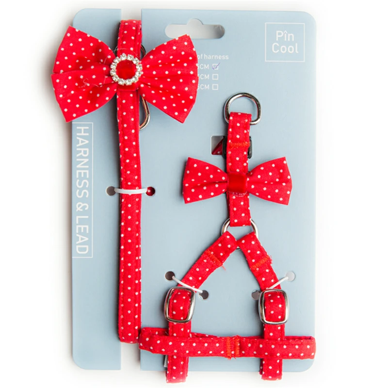 Набор поводков для собак и кошек жилет с кристаллами стразами в горошек