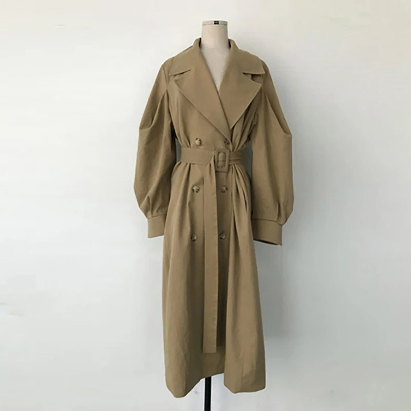 

Long Coat Women Autumn And Winter Trench Coat Vintage Solid Slim Double Breasted Coat Elegant Trench Casual Ladies Outwear