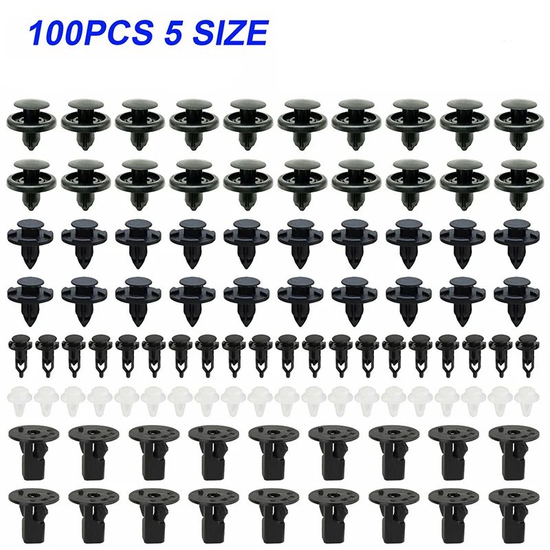 100 шт. кузова автомобиля Пластик фиксатор заклепок крыло переднего бампера пуш ап