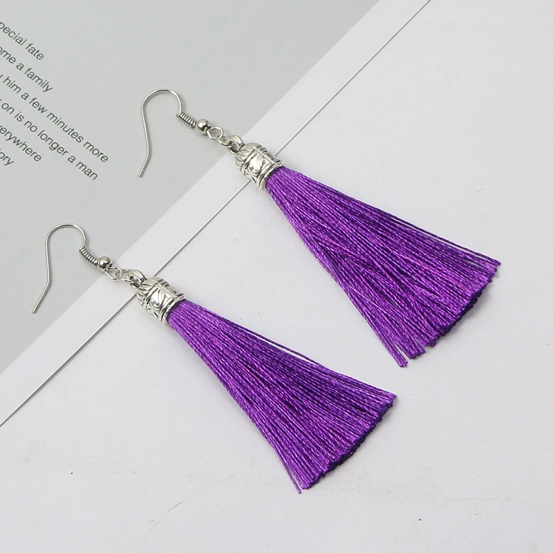 Qtian сережки с кисточками Boho pendientes mujer moda длинные серьги для женщин винтажные Висячие свадебные серьги, ювелирные изделия oorbellen