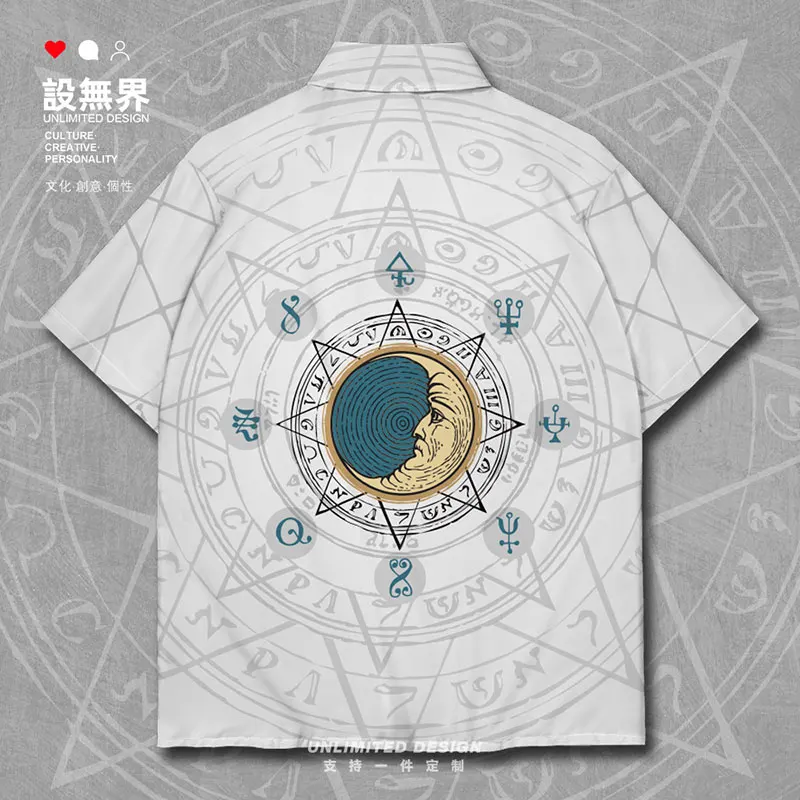 

ancient Rome sun and moon hand-painted celestial totem magic Short-Sleeved shirt Beach Hawaiian Shirt Shirts Clothes Summer
