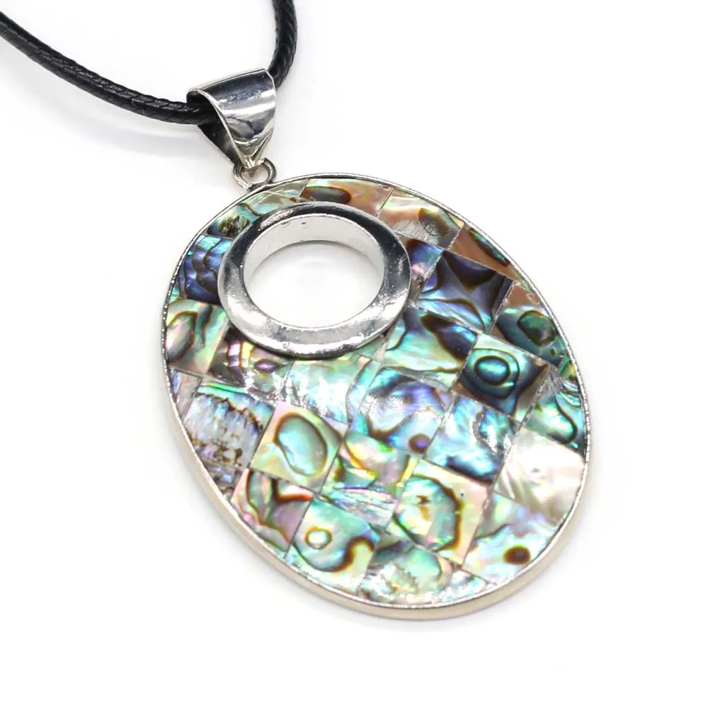 

Trendy Natural Abalone Necklace Simple Oval Shape Vintage Colorful Freshwater Shell for Reiki Heal Women Necklace Jewelry