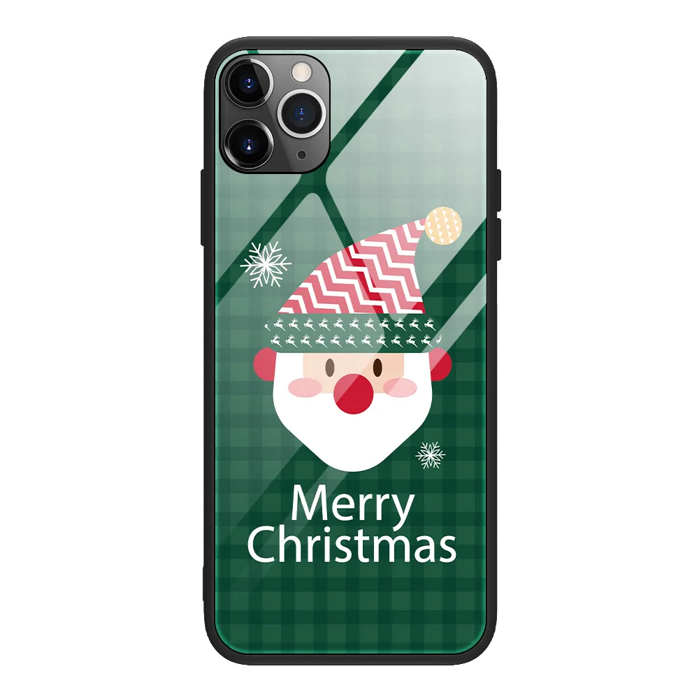 

Christmas New Year Cover for Iphone 11 12 Pro Max Mini 11 XR XS Max Tempered Glass Cases for Iphone 8 7 8p 7plus 12 MINI