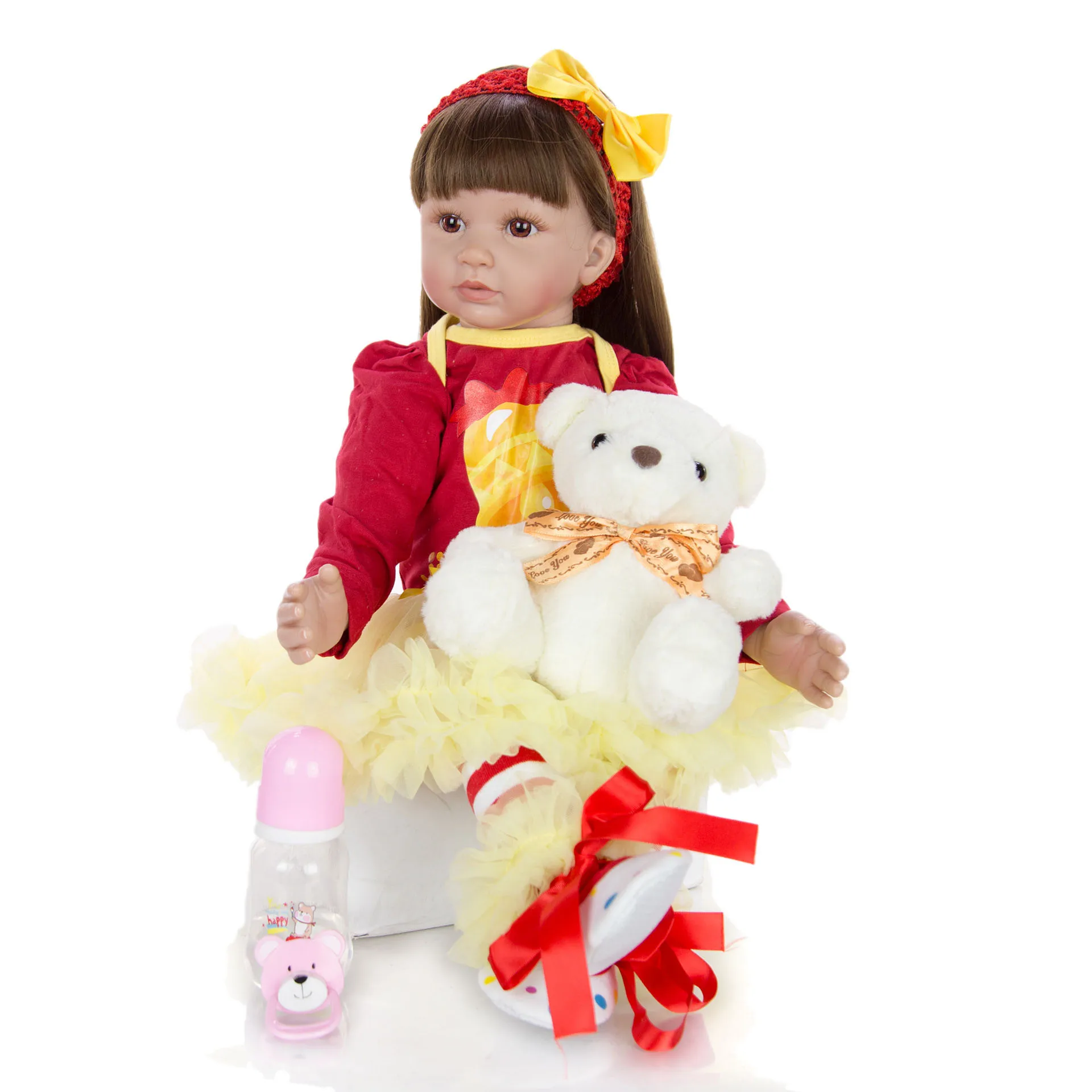 

Boneca reborn toddler girl real baby doll 24"60cm DIY Dressup silicone vinyl princess dolls for children gift