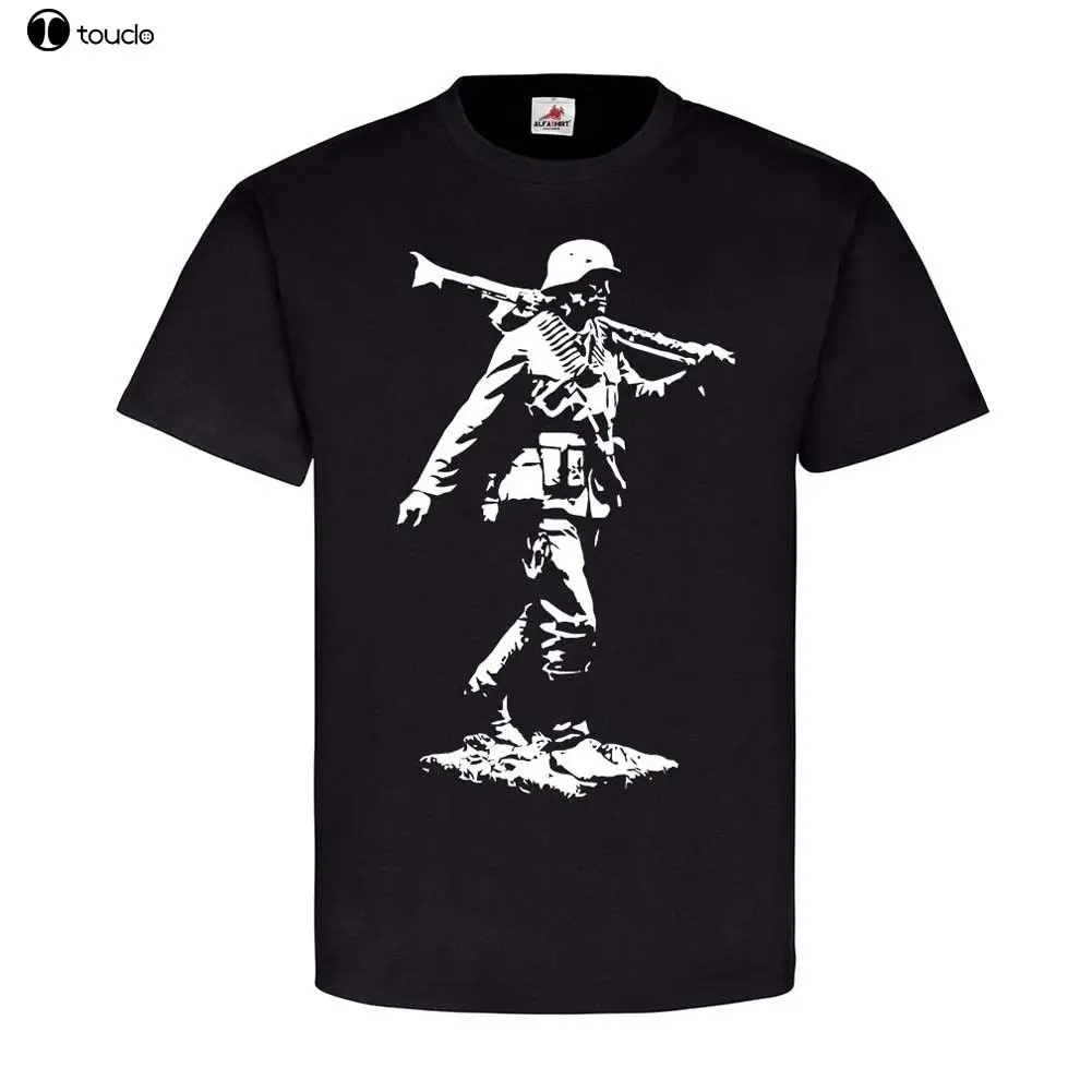 

2019 Summer Brand Clothing Alter Soldat Mit MG34 Maschinengewehr Wh Zweiter Weltkrieg T-Shirt Novelty T Shirt
