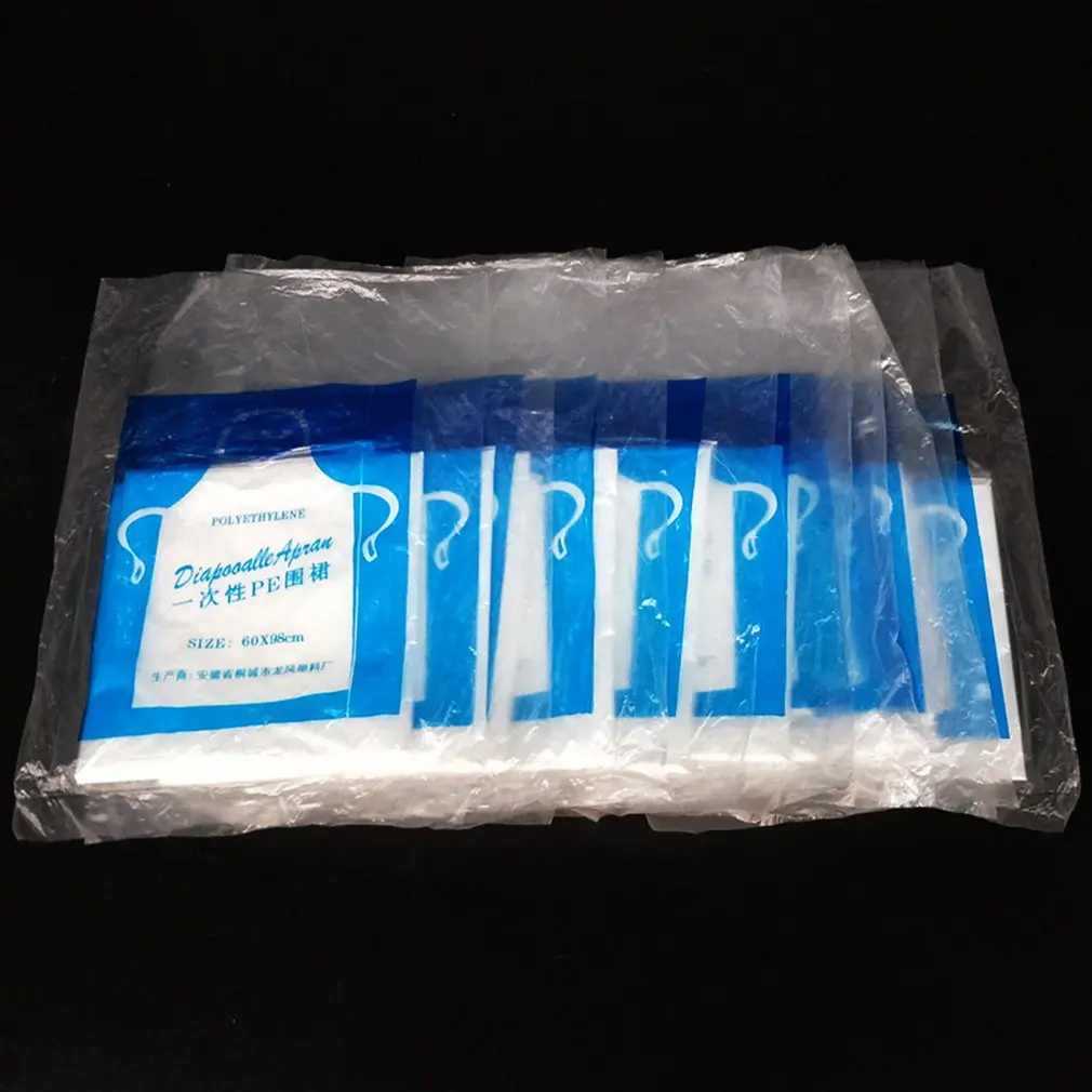 1/10/100 шт одноразовый пластиковый фартук водонепроницаемый и маслостойкий для
