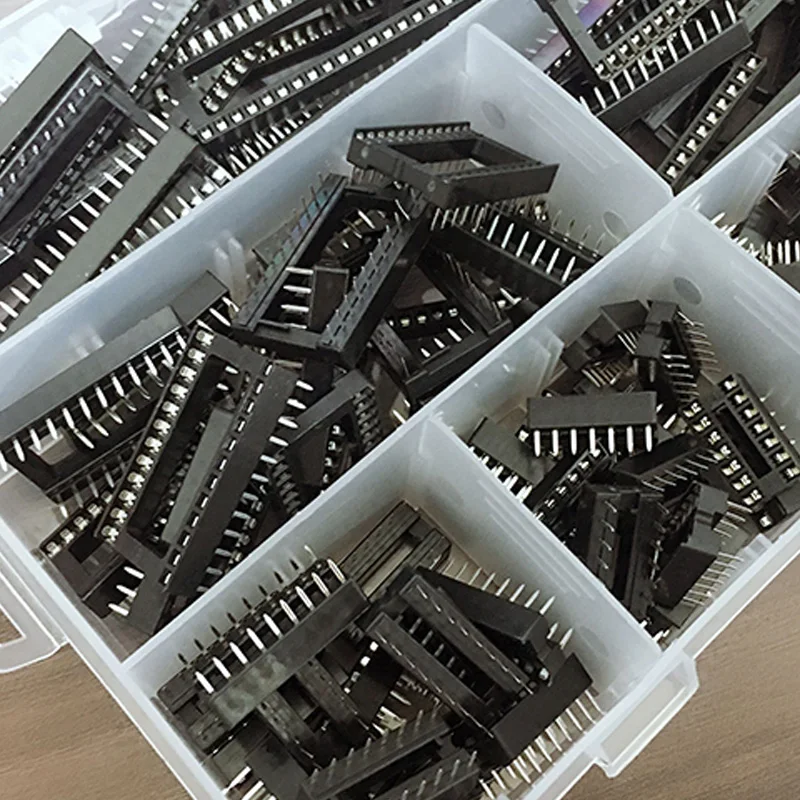 150 шт. 2 54 мм Шаг DIP IC гнездо адаптера Комплект классификации 6 8 14 16 18 24 28 40 Pin