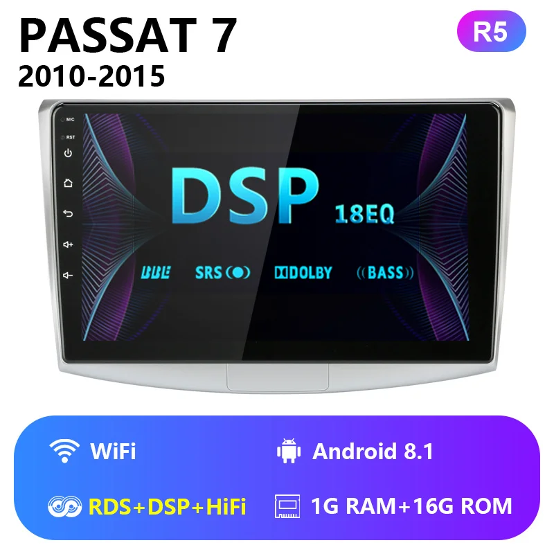 WiFi RDS DSP HiFi Android 8,1 автомобильный Радио мультимедийный плеер для VW Volkswagen Passat B7 B6 Magotan CC 2010- 2 Din Авторадио gps навигация RDS - Цвет: WiFi RDS DSP HiFi