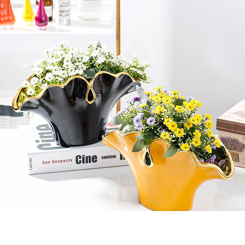 

Креативная позолоченная керамическая ваза с листьями гинкго, цветочный горшок, цветочная композиция, гидропонная ваза, мебель для гостиной...