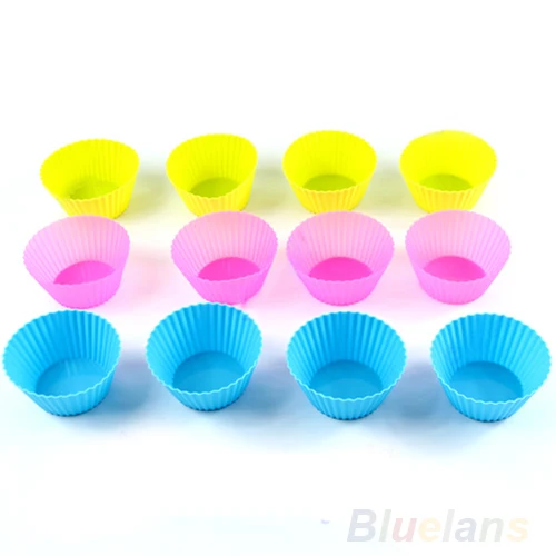 12 шт Мягкий Силиконовый круглый торт Маффин форма лайнер для шоколадного кекса