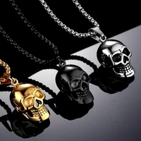 personality metal skull necklace pendant male motorcycle party steampunk gothic skull necklace stainless steel men jewelry