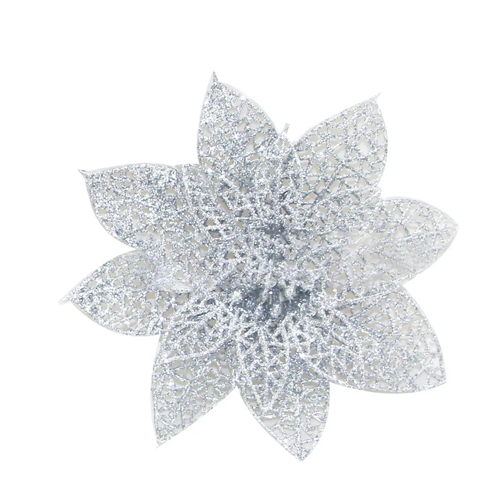 10 шт./компл. Рождественские цветы деревья Рождественский Декор с золотым блеском