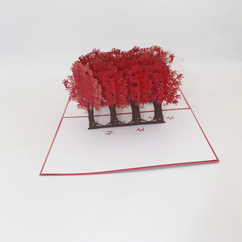 3D ручной работы красные кленовые ветки лесная бумага приглашения открытки