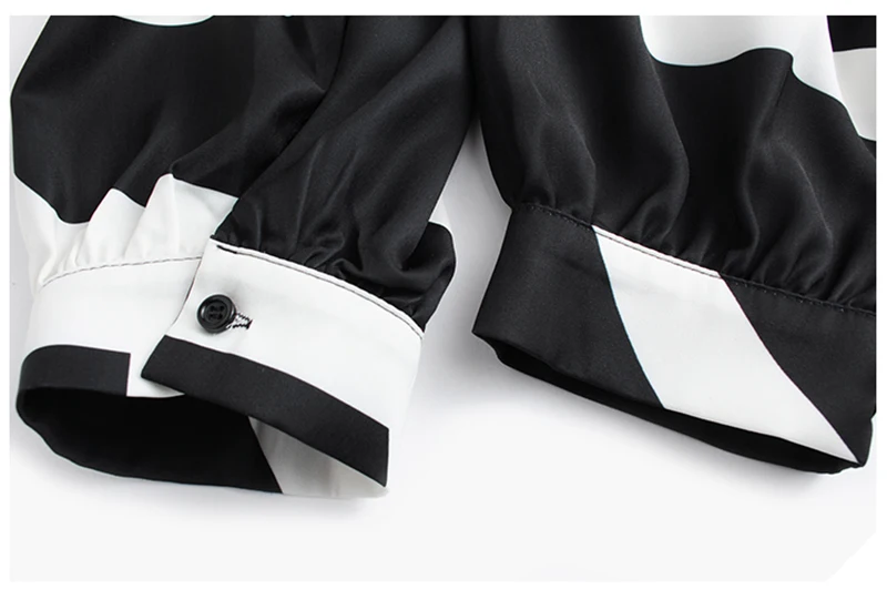 

[EAM] Women White Pattern Print Split Big Size Blouse New Lapel Long Sleeve Loose Fit Shirt Fashion Spring Autumn 2021 1R200