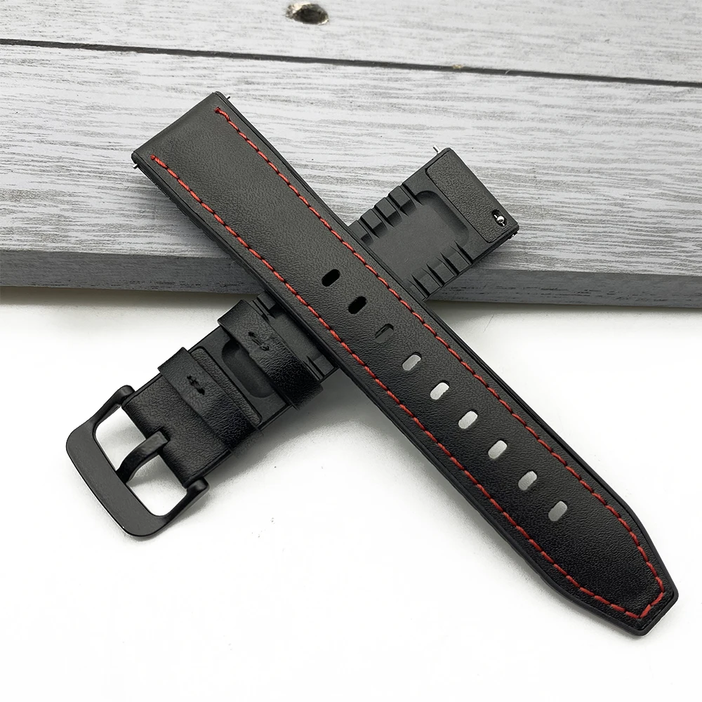 Leather Silicone Watch Band 20mm 22mm Bracelet Quick Release For Huawei Samsung Galaxy Amazfit Straps | Наручные часы
