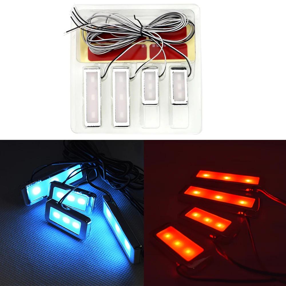 

Decorative Car-styling Auto Interior Lamp 4pcs Cool Door Handle Lighting 3 LEDs Armrest Inner Bowl Lights