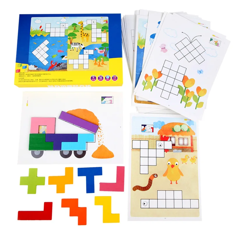 

JINLETONG Kids Wooden 3D Jigsaw Puzzle Clever Board Baby Montessori Educational Learning Toys for Children Geometric Puzzles