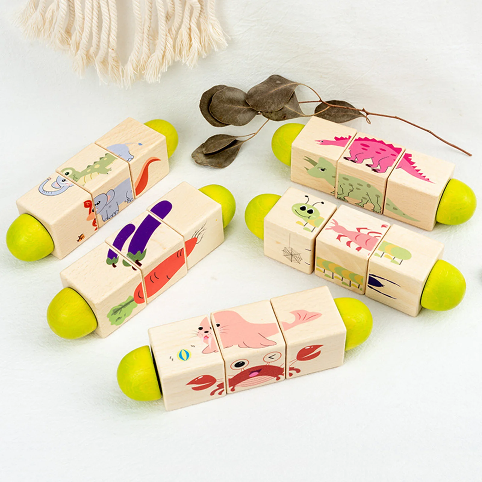 

Baby Toys Wooden 3d Puzzle Tangram Shapes Learning Cartoon Rotate Animal Intelligence Jigsaw Puzzle Toys For Children Education