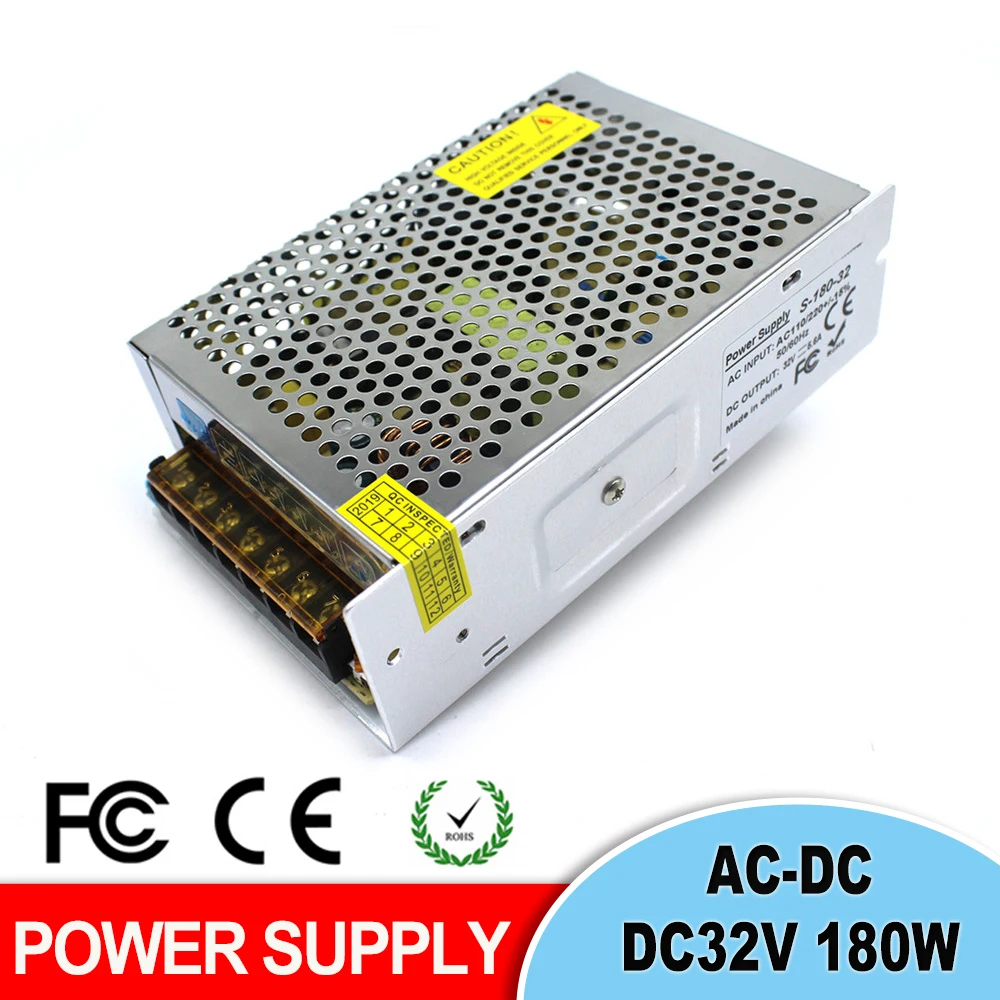 Одиночный выходной источник питания 32V 5.6A 180W импульсный Трансформатор 110V 220V AC DC32V