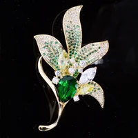 korean luxury zircon brooches women elegant magnolia flower brooch costume accessories wedding corsage female crystal broche pin