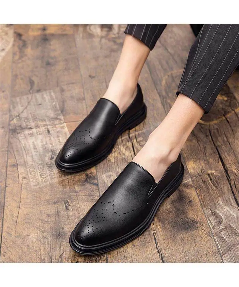 

Men's Handmade PU High Quality Hollow Round Toe Loafers Low Heel Comfortable Classic Trend Business Casual Shoes 3KC019